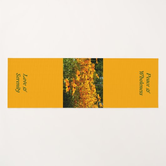 黄金色の花、独自のイメージと文字 ヨガマット (正面(横))