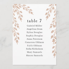黄金色の葉のテーブル番号(座席あり) 招待状
