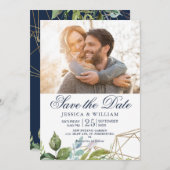 黄金色の葉の写真の日付の招待を保存 サンキューカード (正面/裏面)