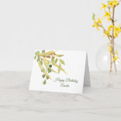 黄金色の葉の水の色の誕生日 カード (黄色い花)