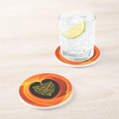 黄金色の葉、黒橙黄色 コースター (側面)