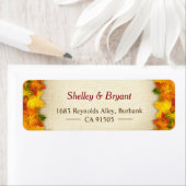 黄金色の赤い秋の葉の素朴な麻の季節感 ラベル (インサイチュ)