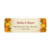 黄金色の赤い秋の葉の素朴な麻の季節感 ラベル (正面)