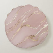 黄金色の静脈を持つピンクの大理石 ラウンドクッション (裏面)