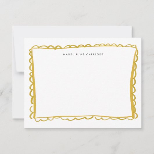 黄金色色彩の鮮やかのホタテパーソナライズされたプ名 ノートカード (正面)