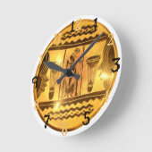 黄金色赤アフリカ伝統的の色 ラージ壁時計 (傾斜)