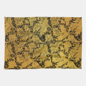 黄金花柄オリエンタルフラワー キッチンタオル (横)