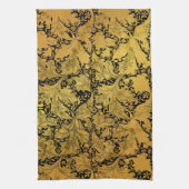 黄金花柄オリエンタルフラワー キッチンタオル (縦)