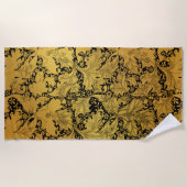 黄金花柄オリエンタルフラワー ビーチタオル (正面)