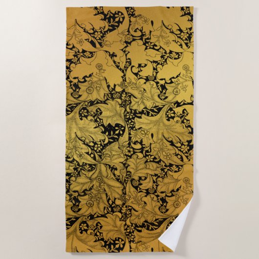 黄金花柄オリエンタルフラワー ビーチタオル (正面)