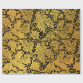 黄金花柄オリエンタルフラワー ラッピングペーパー (フラット)