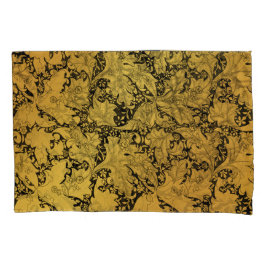 黄金花柄オリエンタルフラワー 枕カバー