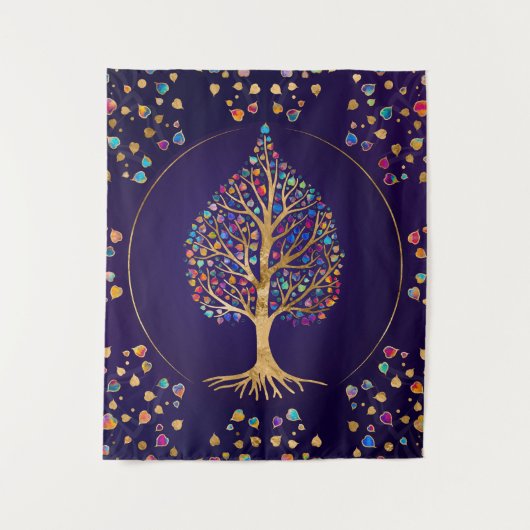 黄金菩提樹 – カラフル葉 タペストリー (正面)