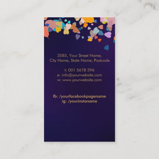 黄金菩提樹 – カラフル葉 名刺 (裏面)