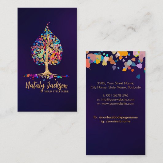 黄金菩提樹 – カラフル葉 名刺 (正面/裏面)