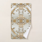 黄金華美の白い花のタオルセット バスタオルセット (ハンドタオル)