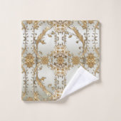 黄金華美の白い花のタオルセット バスタオルセット (ウォッシュタオル)