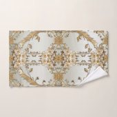 黄金華美の白い花のタオルセット バスタオルセット (ハンドタオル)