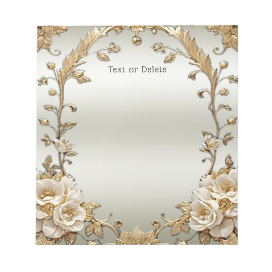 黄金華美白花メモ帳 ノートパッド (正面)