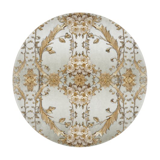 黄金華美白花切り盤 カッティングボード (正面)