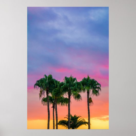 黄金葉宝中の青空の下の緑の木 ポスター (正面)