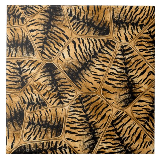 黄金虎のフェイク毛皮 タイル (正面)