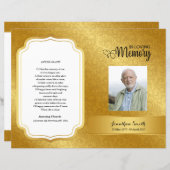 黄金装飾葬儀プログラムテンプレート (正面/裏面)