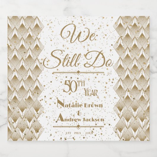 黄金記念日パーソナライズされた スパークリングワインラベル (シングルラベル)