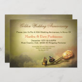 黄金記念日芸術的ヴィンテージ招待状 招待状 (正面/裏面)