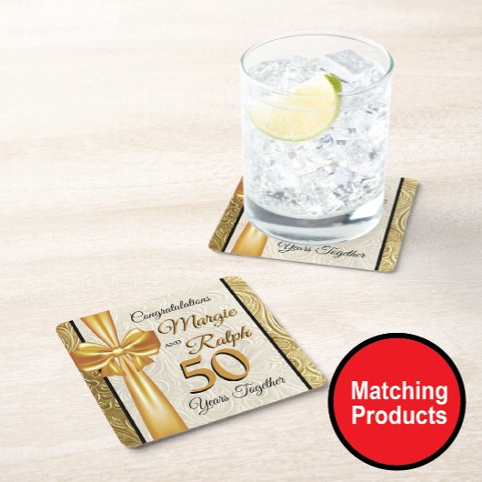 黄金記念日 スクエアペーパーコースター