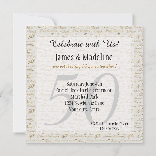 黄金記念日 招待状 (裏面)