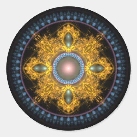 黄金輝く丸マンダラ ラウンドシール (正面)