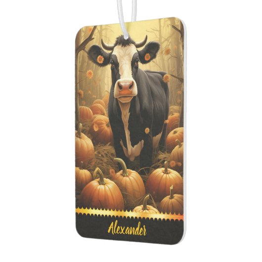 黄金魅力的の秋の日にカボチャの間の牛 カーエアーフレッシュナー (左)