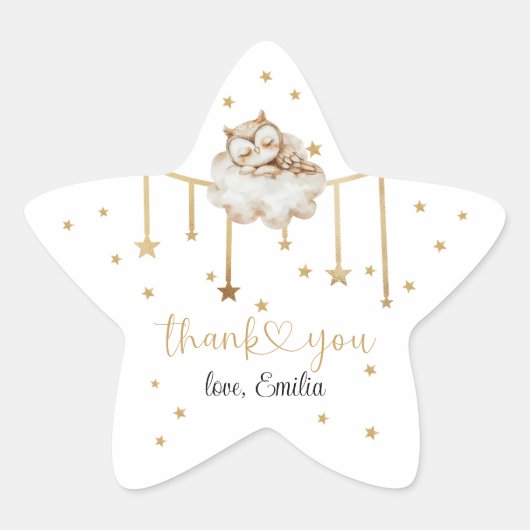 黄金魅力的星型フクロウ赤ちゃんシャワー 星シール (正面)