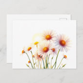 黄金鮮やか時の水彩デイジー ポストカード (正面/裏面)