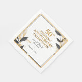 黄金50周年結婚ブラック&金ゴールド スタンダードランチョンナプキン (角)