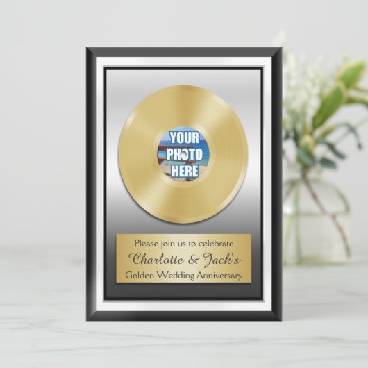 黄金50周年記念パーソナライズされた金ゴールド記録 招待状 (スタンド正面)