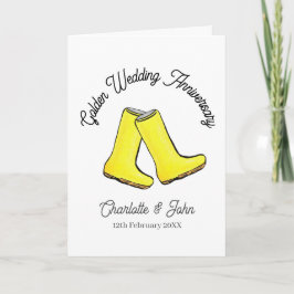 黄金50周年記念結婚黄色のウェルリーブーツ カード