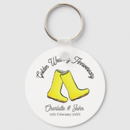 黄金50周年記念結婚黄色のウェルリーブーツ キーホルダー