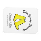 黄金50周年記念結婚黄色のウェルリーブーツ マグネット (横)