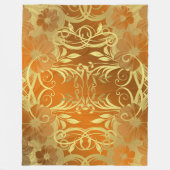 黄金，花，ファンタジーエレガント，模様，繊細 フリースブランケット (正面)