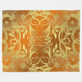 黄金，花，ファンタジーエレガント，模様，繊細 フリースブランケット (正面(横))