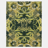 黄金,花,ファンタジーエレガント,模様,繊細 フリースブランケット (正面)