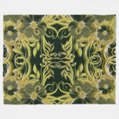 黄金,花,ファンタジーエレガント,模様,繊細 フリースブランケット (正面(横))