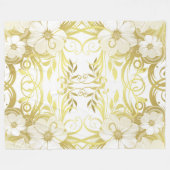 黄金，花，ファンタジーエレガント，模様，繊細 フリースブランケット (正面(横))