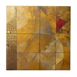 黄金、赤、青の幾何学的天国 タイル