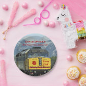 黄鉄道列車エンジン、8誕生日、名前 ペーパープレート (パーティー)