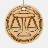 黄銅および銅の天秤座 セラミックオーナメント (裏面)