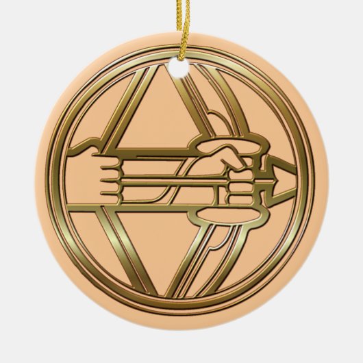 黄銅および銅の射手座 セラミックオーナメント (正面)