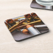 黄銅及び鉛の弾丸のコースター コースター (左側)